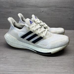 Adidas UltraBOOST 21 Running Shoes Womens Sz 8 White Training Gym Comfy FY0838